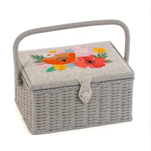 Wildflowers Embroidered Lid Medium Sewing Box