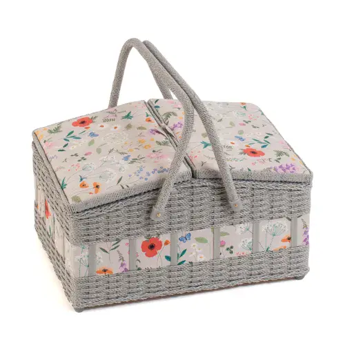 Wildflowers Twin Lidded Wicker Hamper Sewing Box