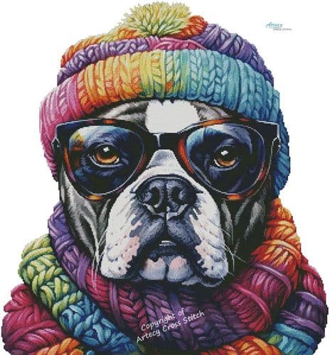 Winter Bulldog by Artecy printed cross stitch chart