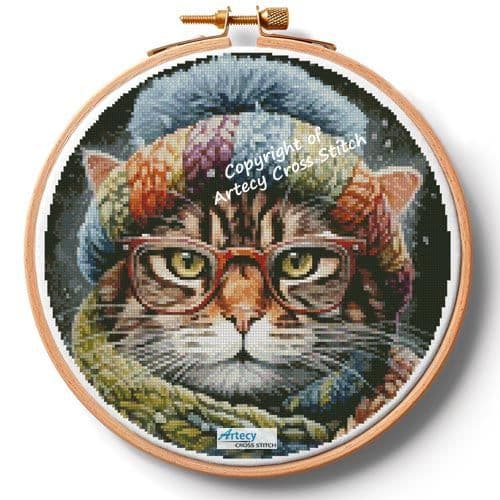 Winter Kitty Hoop (Extra Large) by Artecy printed cross stitch chart
