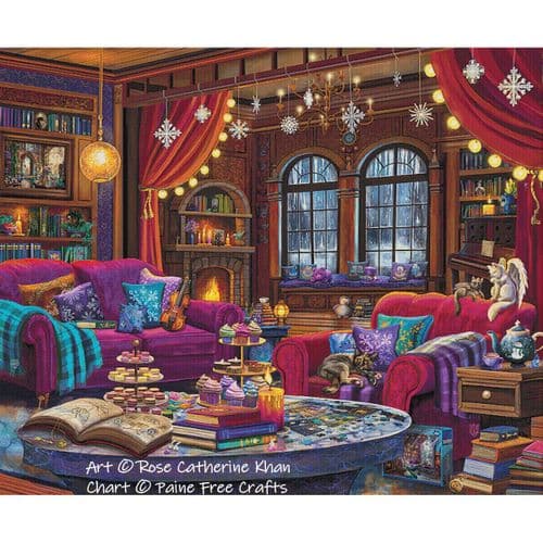 Winter Snowflake Reading Haven (Rose Catherine Khan) by Paine Free Crafts printed cross stitch chart