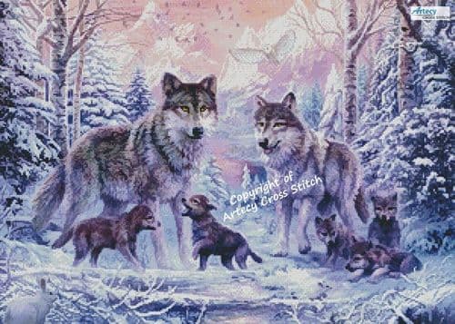 Winter Wolf Family by Artecy printed cross stitch chart