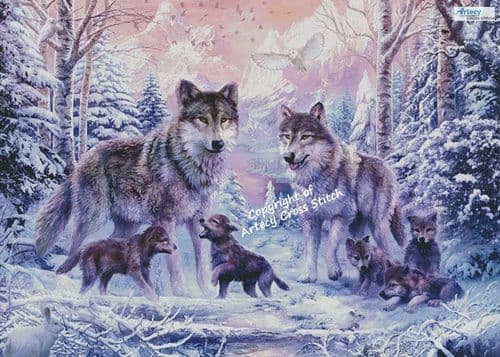 Winter Wolf Family (Large) by Artecy printed cross stitch chart