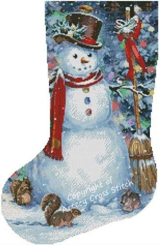 Woodland Snowman Stocking (Left) by Artecy printed cross stitch chart