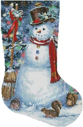 Woodland Snowman Stocking (Right) by Artecy printed cross stitch chart