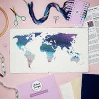 World Map by Meloca Designs printed cross stitch chart