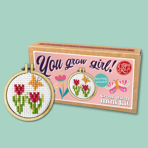 You Grow Girl Matchbox Mini Cross Stitch Kit