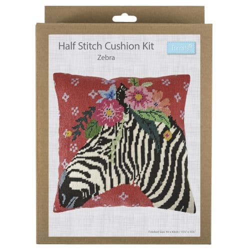 Zebra cushion half cross stitch tapestry kit