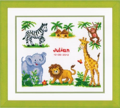 Zoo Animals Birth Record Counted Cross Stitch Kit by Vervaco