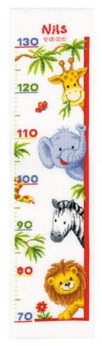 Zoo Animals Height Chart Counted Cross Stitch Kit by Vervaco