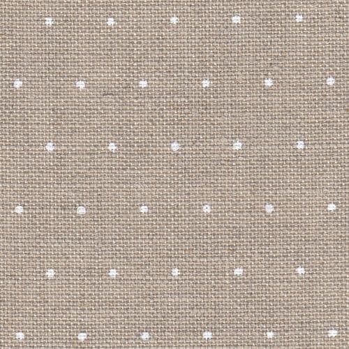 Zweigart 28 Count Cashel Linen White Dots on Natural