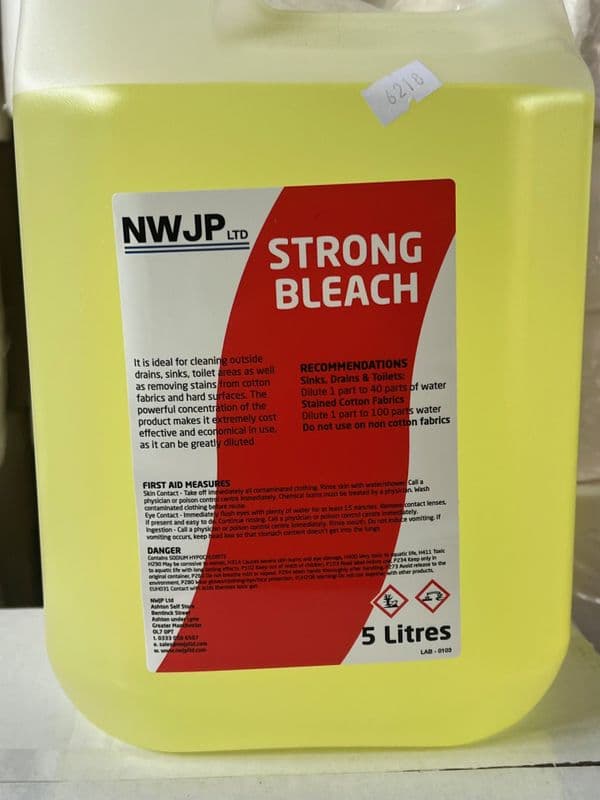 1 x 5Ltrs Strong bleach including shipping