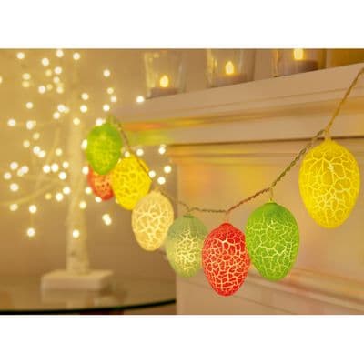 1.3m LED Easter Egg String Lights 10 Eggs Crackle or String