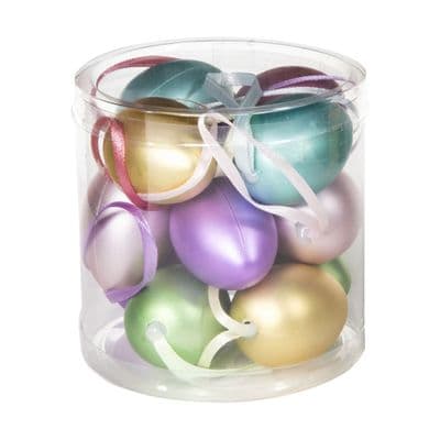 12 Piece Easter Egg Hanging Decorations 4cm Metallic Matte Eggs