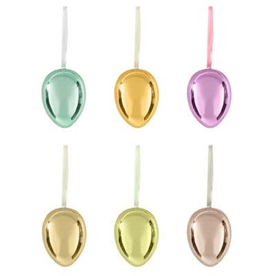 12 Piece Easter Egg Hanging Decorations 6cm Metallic Shiny Eggs