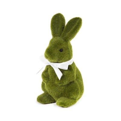 20cm Green Flocked Bunny Rabbit Easter Garden & Home Decoration