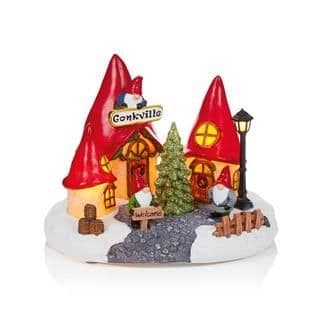 22cm Gonkville Lit Gnome Village Gonk Scene LED Lights