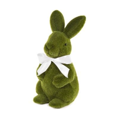 28cm Green Flocked Bunny Rabbit Easter Garden & Home Decoration