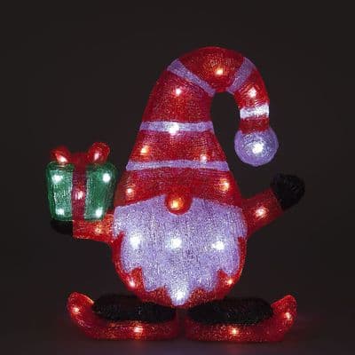 40cm Acrylic Santa Gonk with Gift 50 LED Lights