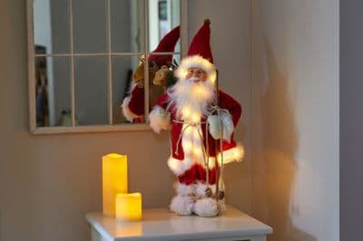 45cm LED Standing Santa Large Inlit Father Christmas Red