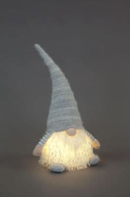 47cm Battery Operated LED Plush Grey & White Sitting Gonk Christmas Decoration