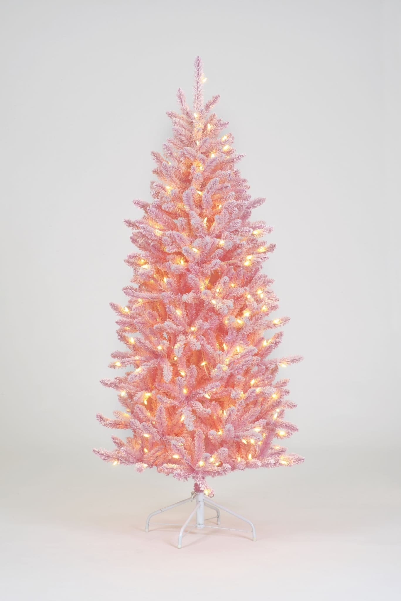 5FT 6FT OR 7FT PINK PRELIT CHRISTMAS TREE WITH WARM WHITE LED LIGHTS