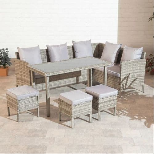 7 Seater Santa Clara Sofa Outdoor Dining Rattan Set Garden Furniture