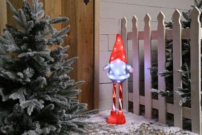 Acrylic Gonk Christmas Decoration 70cm Candy Cane Legs Outdoor 40 Ice White LED Lights