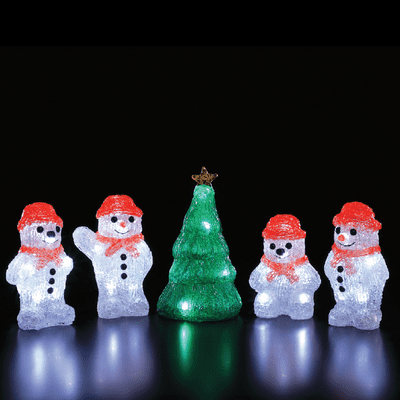 Christmas Acrylic Snowmen & Tree String Lights 40 LED