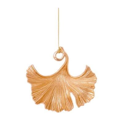 Christmas Bauble 10cm Gold Leaf Trim Premier TD185025G
