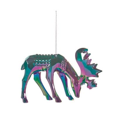Christmas Bauble 12cm Acrylic Multicoloured Reindeer Premier TD231795M