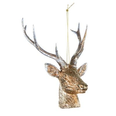 Christmas Bauble 14cm Gold Stag Head Premier TD211320G