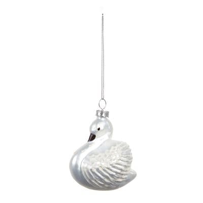 Christmas Bauble 85mm Matte White Glass Swan Premier G221201