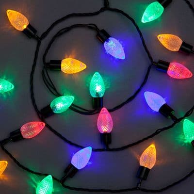 Christmas Lights 100 Multi-Colour LED Pine Cone Faceted C7