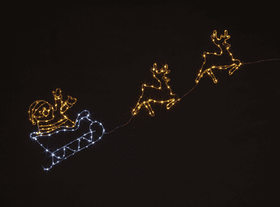 Christmas Reindeer Santa Sleigh Set 1.2m Outdoor 190 LED Hanging Decoration