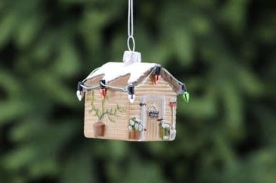 Festive 6cm Glass Garden Greenhouse Hanging Bauble Decoration