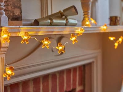 Gingerbread String Lights Set of 20 Warm White LED Christmas Lights with timer