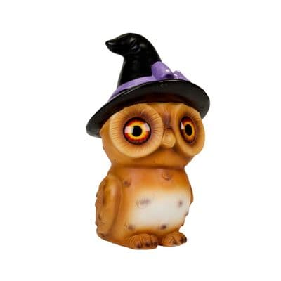Glow Eye Owl Witch Outdoor Halloween Decoration 28cm