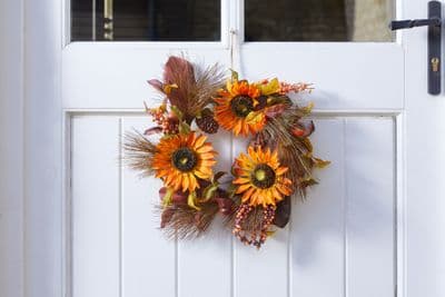 Golden Sunflower Whirl 45cm Outdoor In Door Wreath