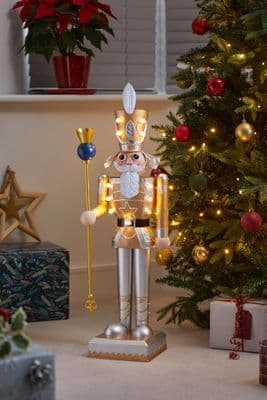 InLit Nutcracker Three Kings 80cm Metal Gold & White