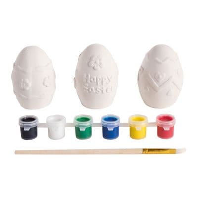 Paint Your Own 7cm Easter Egg 3 Ornaments with 6 Paints & 1 Brush