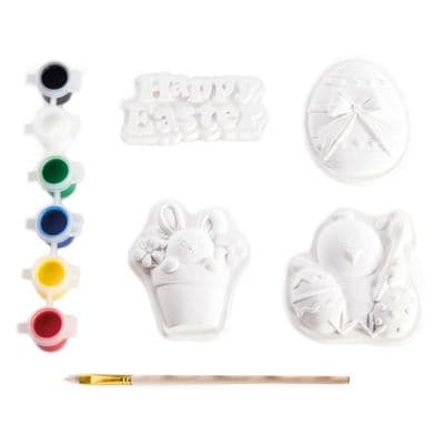 Paint Your Own 7cm Easter Magnets 4 Ornaments with 6 Paints & 1 Brush