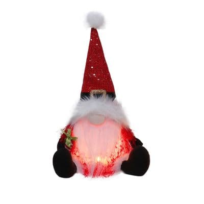 Premier 35cm Lit Sitting Santa Gonk Christmas Decoration