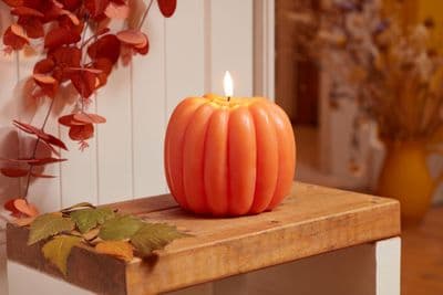 Pumpkin LED Candle 14 cm Warm White Flickering Flame Effect Autumn Decoration
