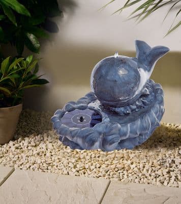 Solar Happy Whale Water Feature Dual Power Garden With LED Lights