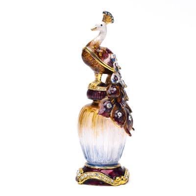 Stratton Treasured Trinkets Peacock On A Vase Trinket Box Metal Ornament Gift