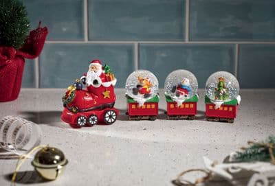 Three Kings All Aboard! Santa's Train Snow Sphere 4 piece set