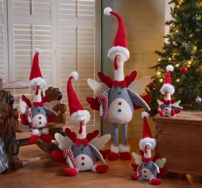 Turkey Plush Christmas Decorations Family of Festive Birds with Candy Canes