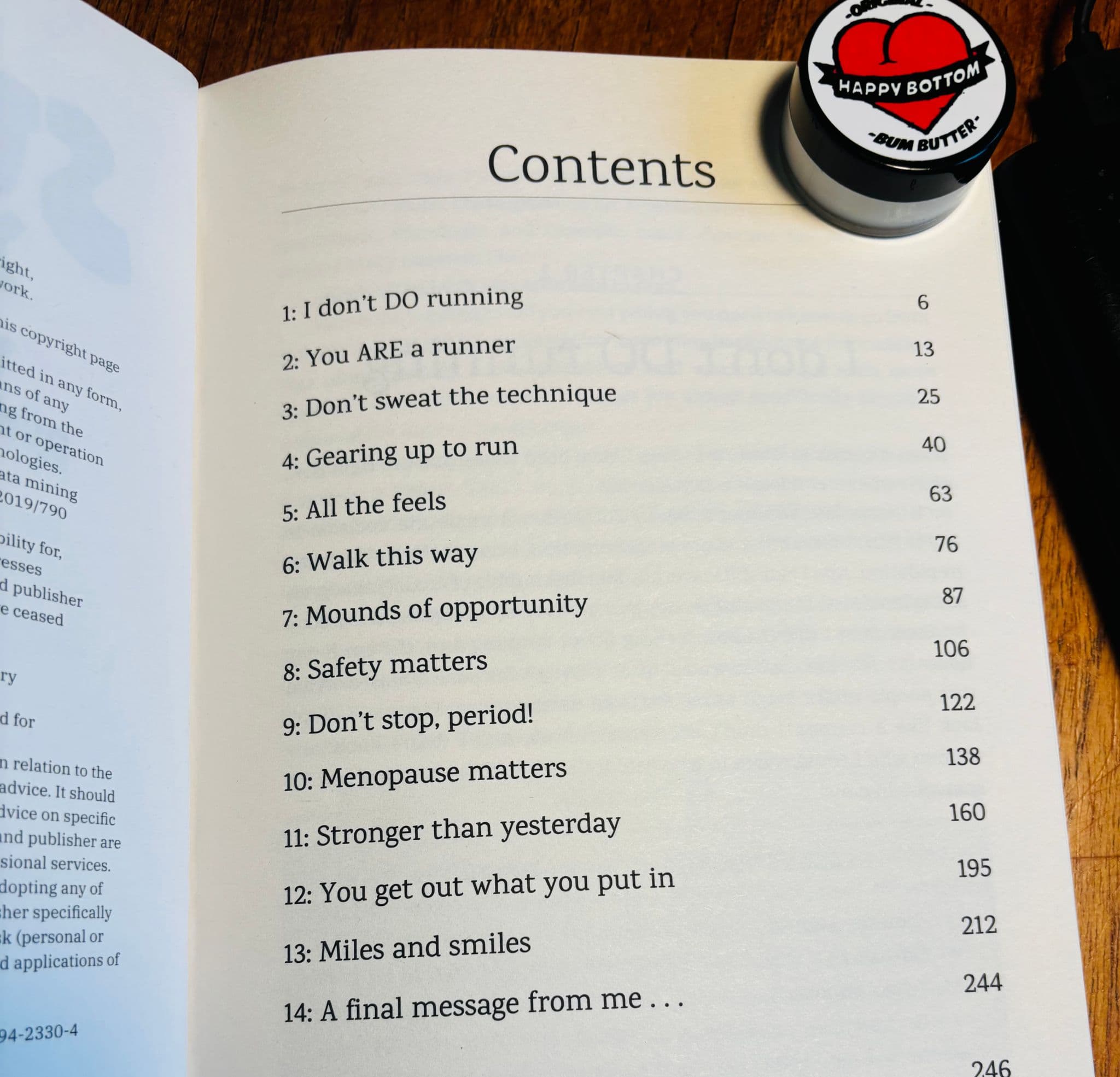 contents page how to start running book