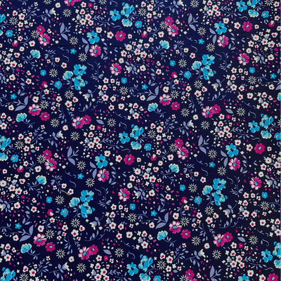 100% Cotton Poplin - Ditsy Florals Navy Blue